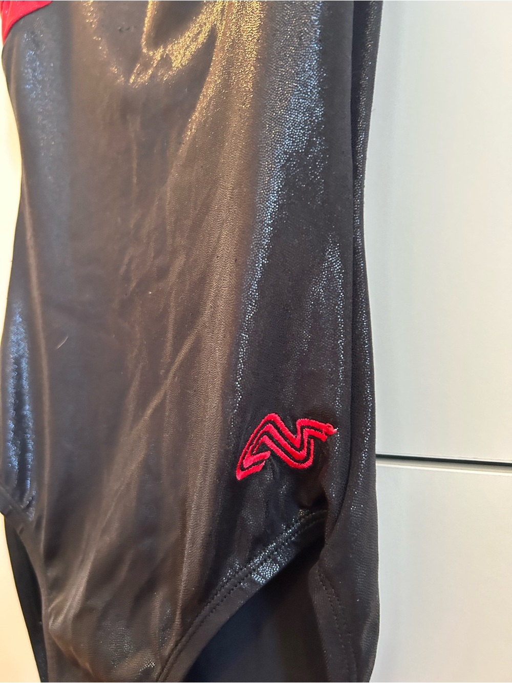 Alpha Factor Black and Red One-Shoulder Leotard Size - Adult Large - Picture 5 of 10